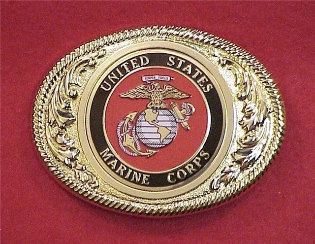 United States Marines.24kt Gold Plated Belt Buckle-img-0