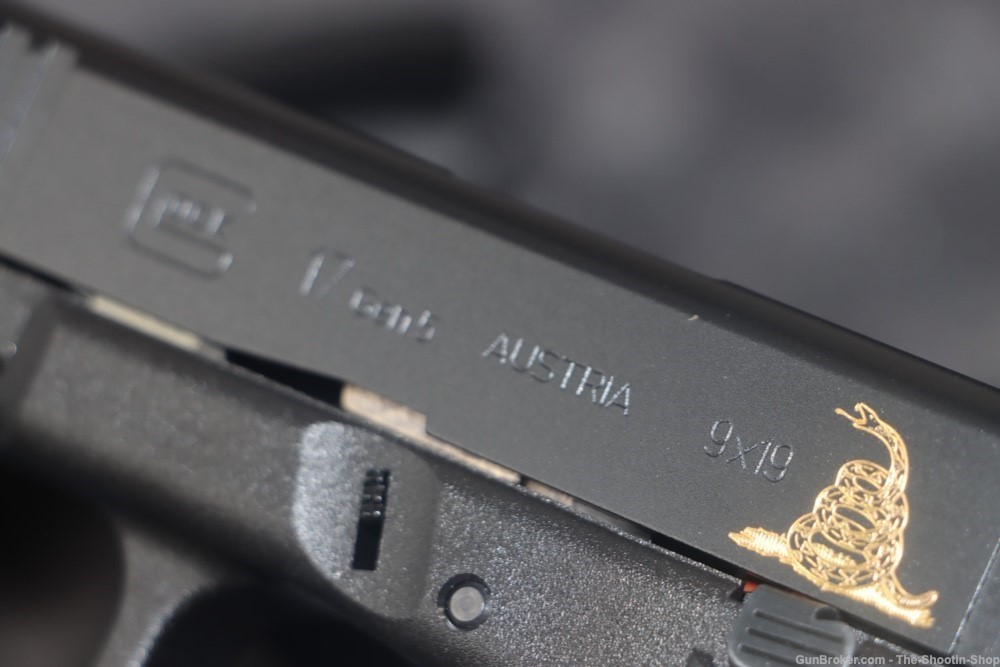 Glock Model G17 GEN5 Pistol 9MM 17 GEN 5 GADSDEN Engraved 24KT Gold 17RD SA-img-1
