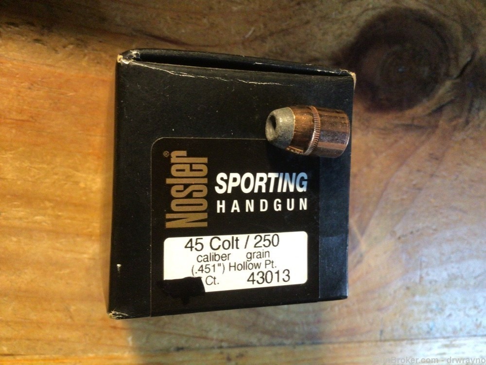 Nosler 45 Colt .451 Dia. 250 Gr. Hollow Point - Partial Box of 53-img-0