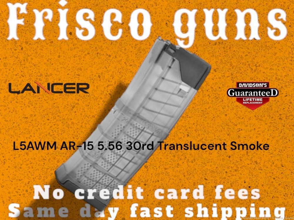 LANCER MAGAZINE L5AWM AR-15 5.56X45 30RD TRANSLUCENT SMOKE NoFee-img-0