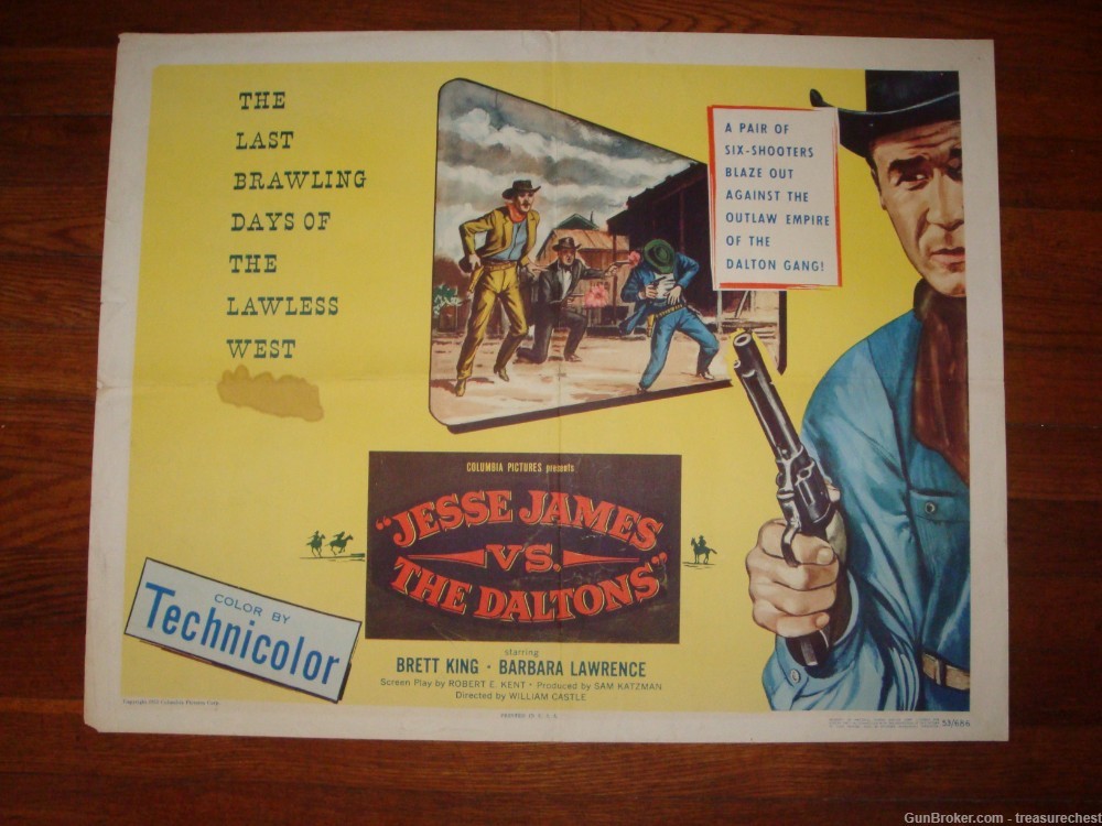 Original 1953 Movie Poster JESSE JAMES vs THE DALTONS nice display piece-img-4