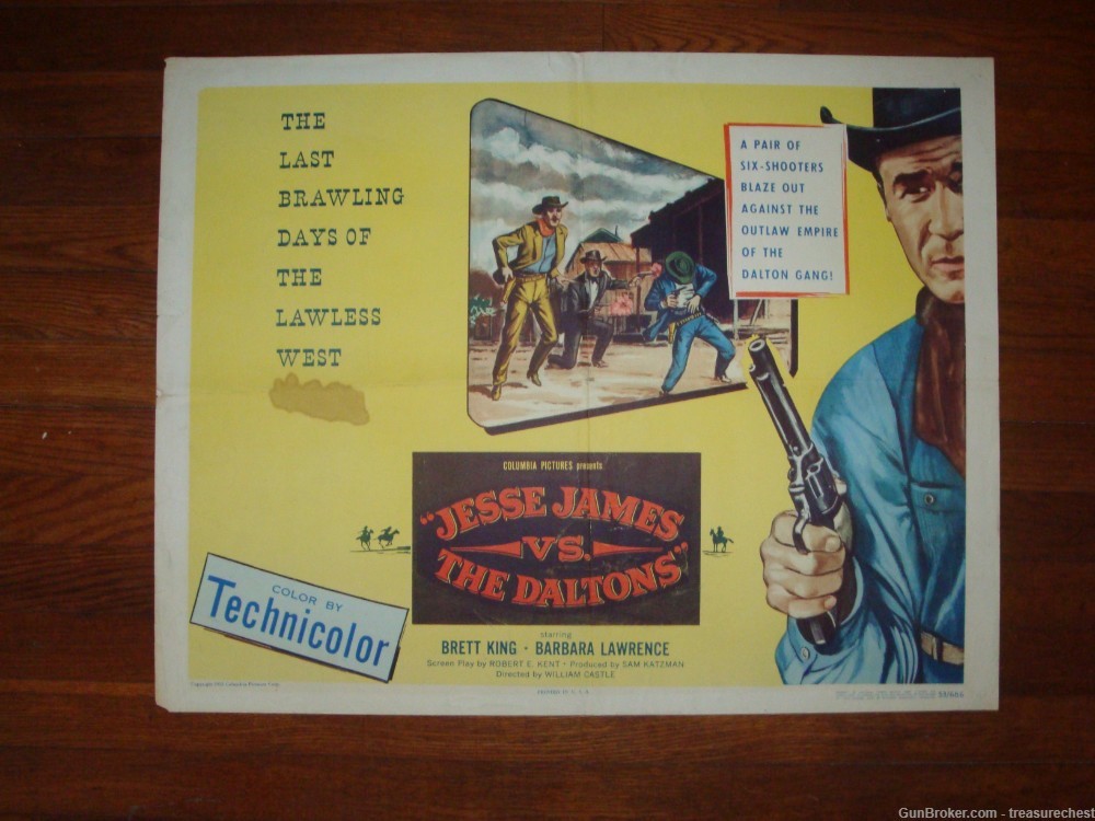 Original 1953 Movie Poster JESSE JAMES vs THE DALTONS nice display piece-img-0