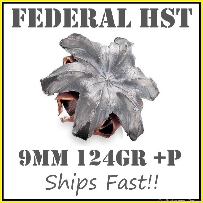 100rds Federal Premium Tactical HST™ 9mm 124gr +P JHP P9HST3 self defense-img-0
