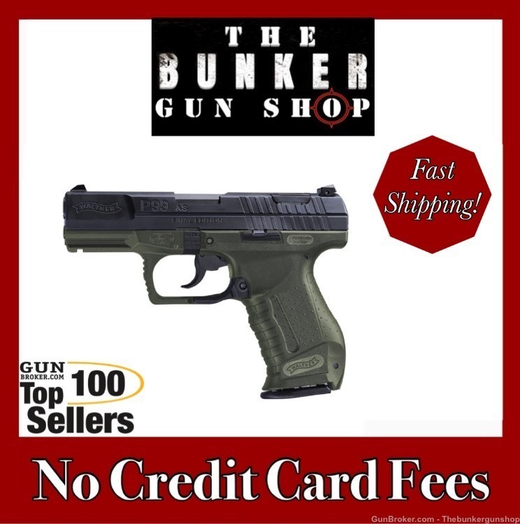 NEW! WALTHER MODEL P99 AS FINAL EDITION 9MM OD GREEN 2874172-img-0