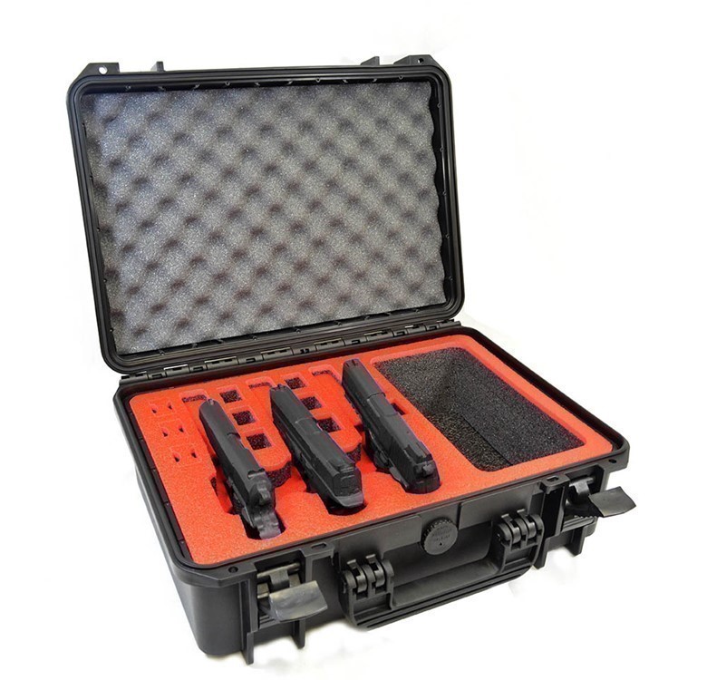3 Pistol 12 Magazine + Storage DORO Waterproof Case w/ Red Topguard Foam-img-0