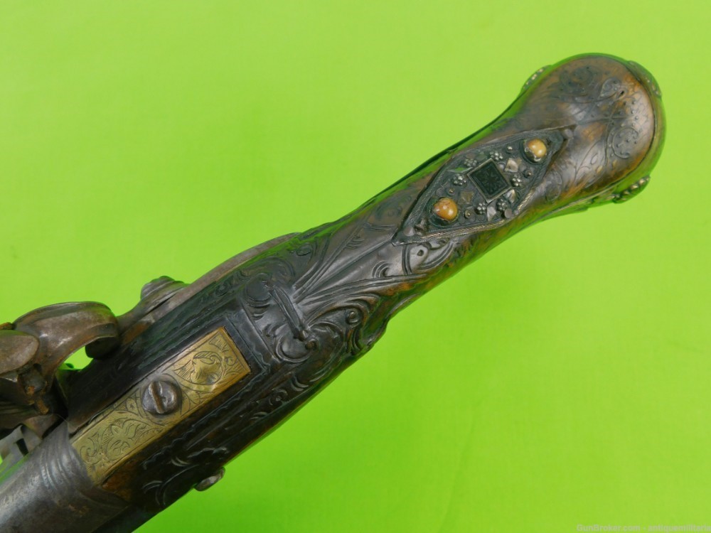 Fancy 18th-19th C. Middle Eastern Islamic Arabic  Flintlock Pistol Handgun-img-8