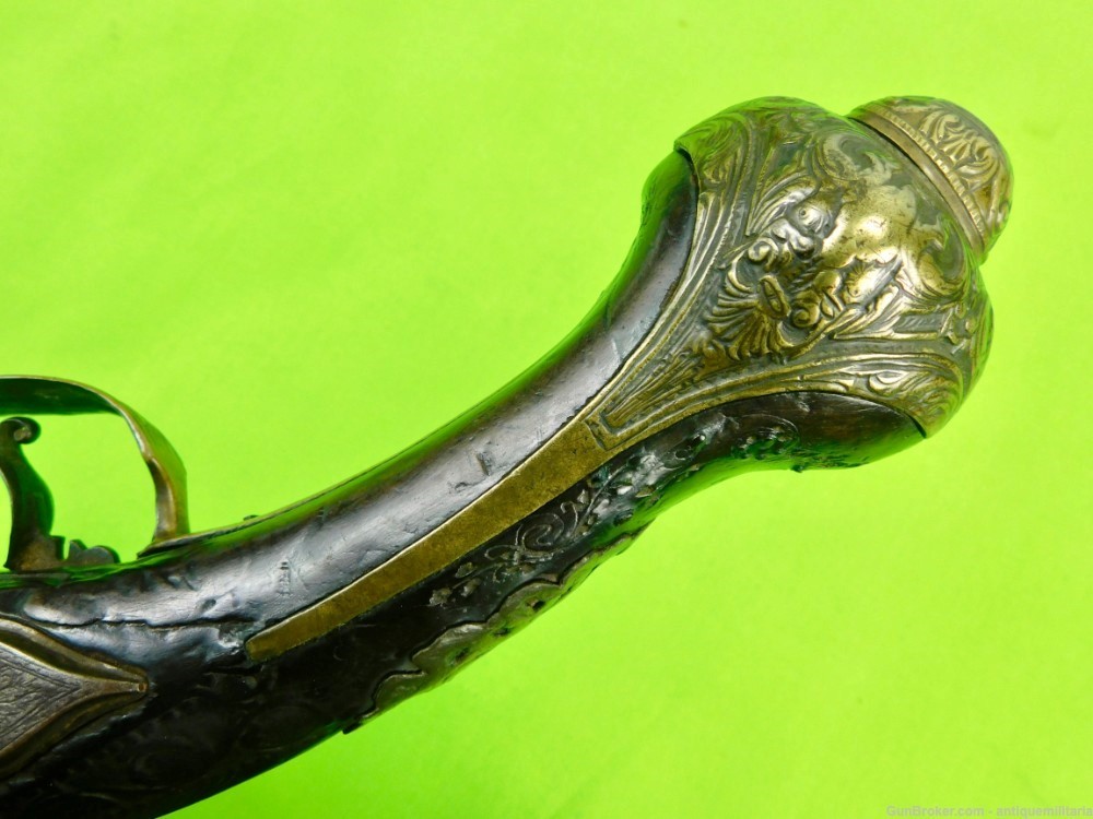 Antique Middle East Turkish Flintlock Pistol Handgun-img-13