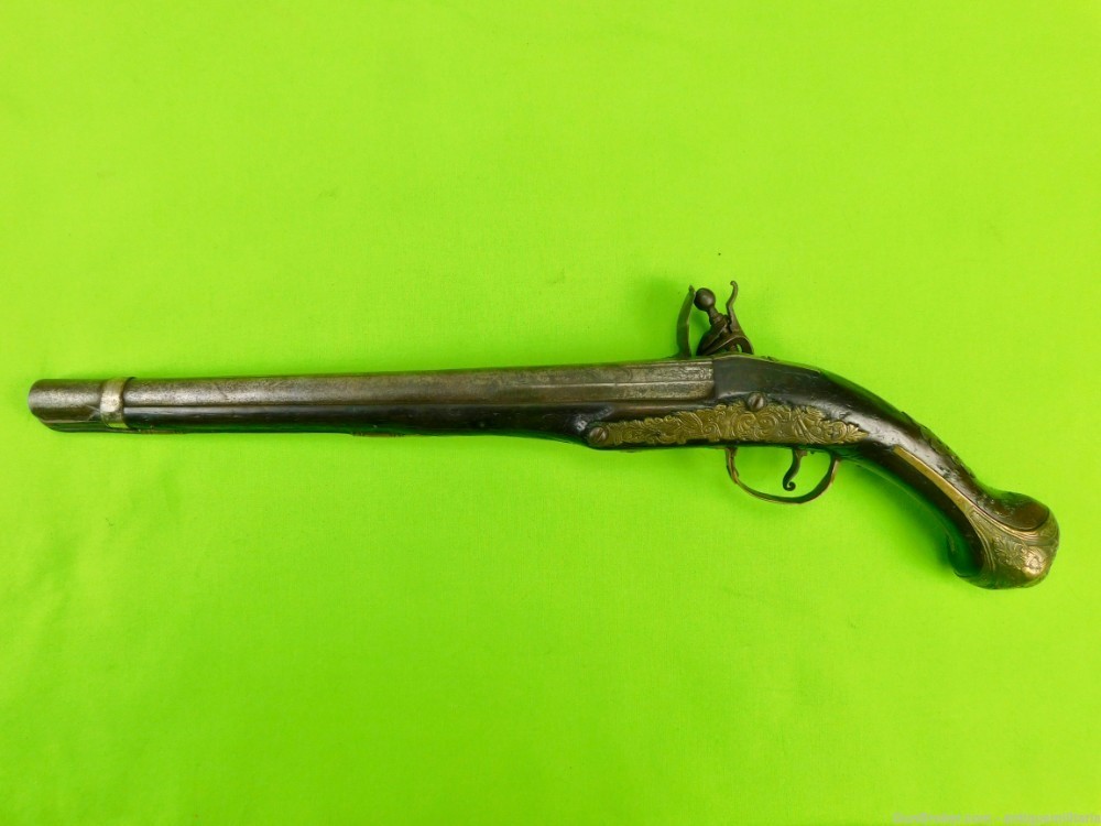 Antique Middle East Turkish Flintlock Pistol Handgun-img-1