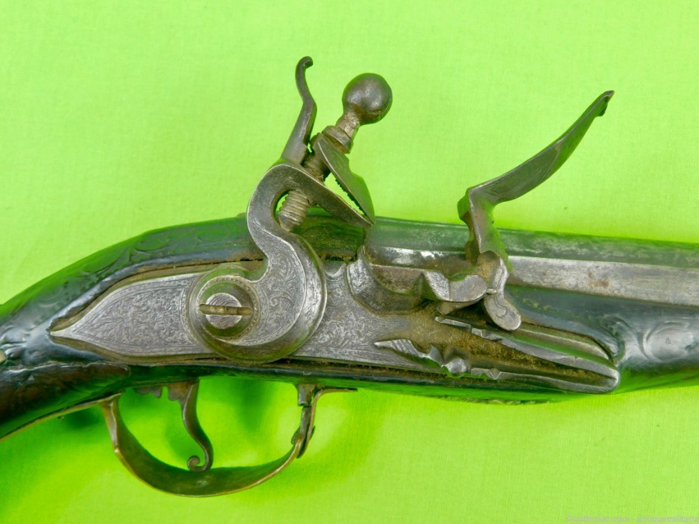 Antique Middle East Turkish Flintlock Pistol Handgun-img-3