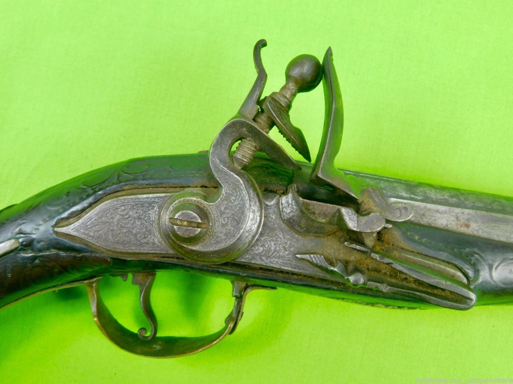 Antique Middle East Turkish Flintlock Pistol Handgun-img-2