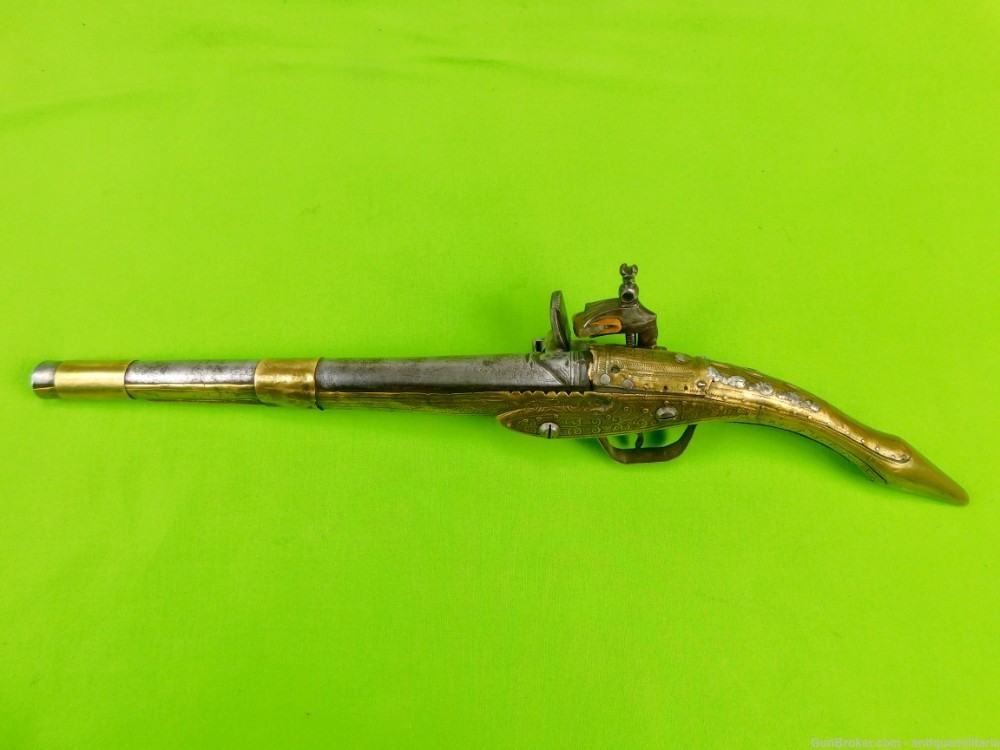 Antique Middle East Turkish Flintlock Pistol Handgun-img-1