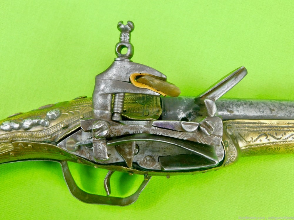 Antique Middle East Turkish Flintlock Pistol Handgun-img-3