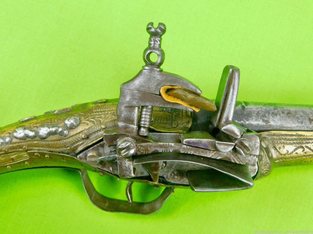 Antique Middle East Turkish Flintlock Pistol Handgun-img-2