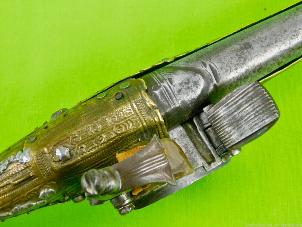 Antique Middle East Turkish Flintlock Pistol Handgun-img-5