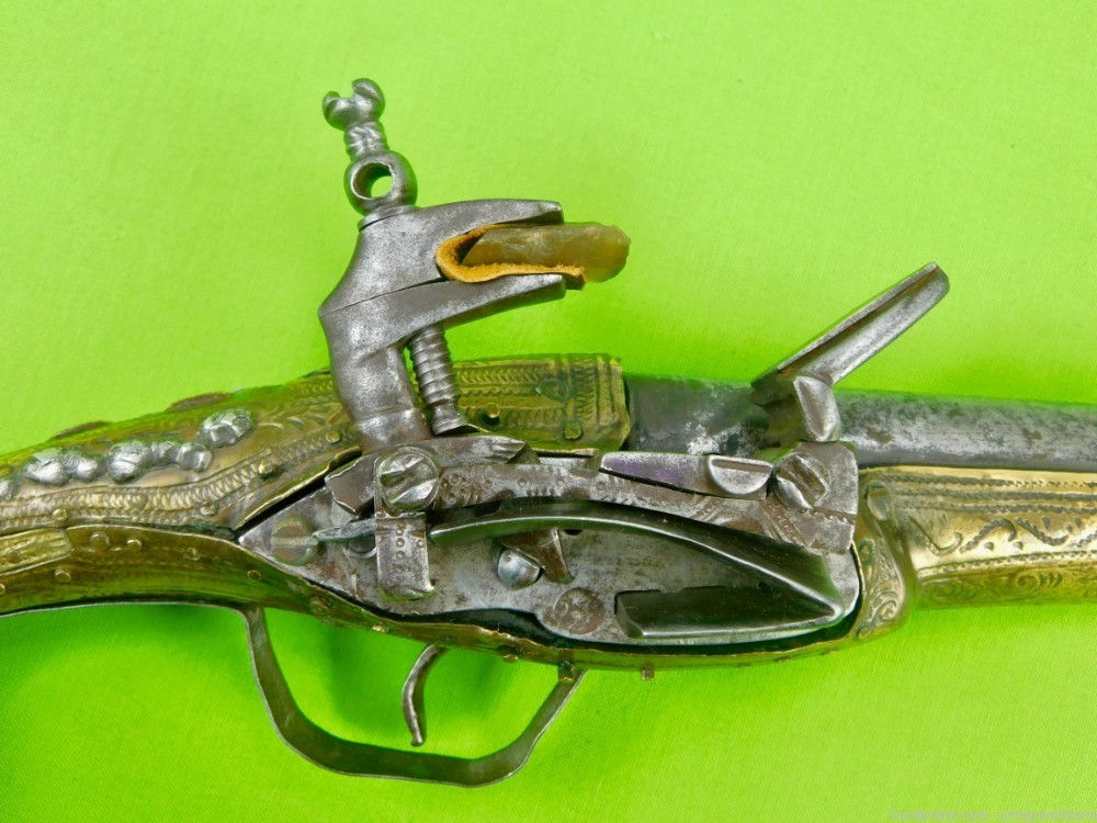 Antique Middle East Turkish Flintlock Pistol Handgun-img-4