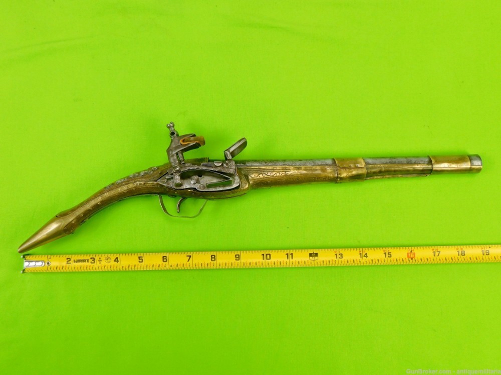 Antique Middle East Turkish Flintlock Pistol Handgun-img-17