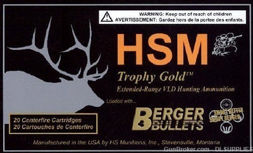 HSM "TROPHY GOLD" .300 WIN MAG 168 GRAIN BERGER HUNTING VLD MATCH 20 RD BOX-img-0