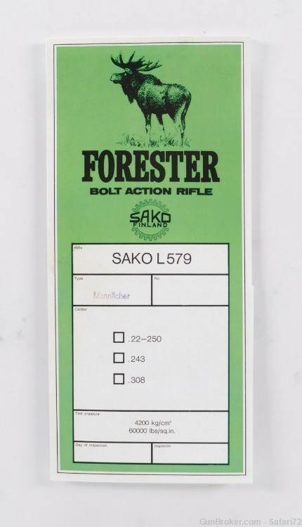 Sako Forester L579 Mannlicher Info Manual. New-img-0