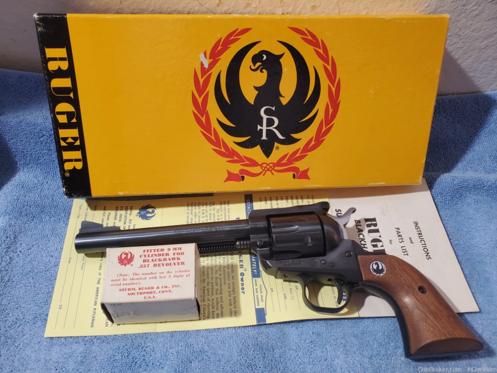 RUGER Blackhawk CONVERTIBLE BKH36X   9mm  COLLECTOR 1970 3 Screw OLD Model -img-0