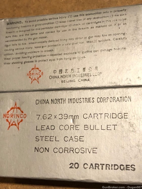 Vintage Norinco 7.62x39 ammo 100 rounds-img-1
