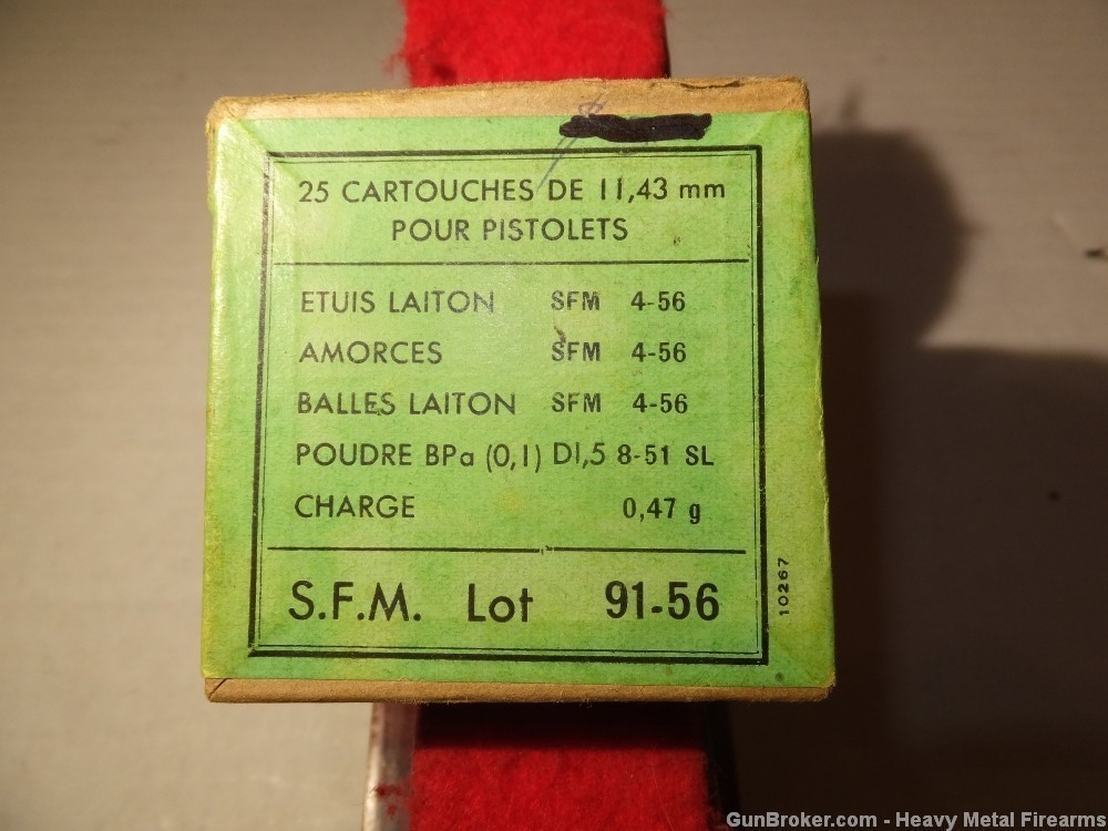 French 11.43mm 45ACP 25Rds Original Box-img-0