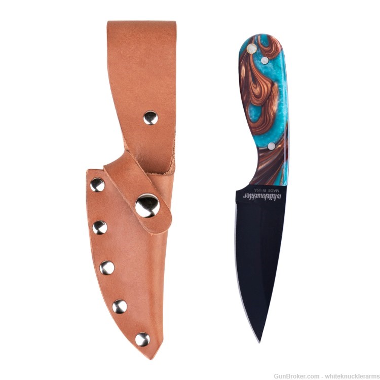 Whiteknuckler Brand 1911 Copper & Teal Grip Set & Matching Classic M3 Knife-img-4