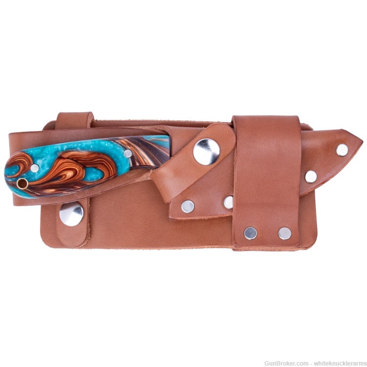 Whiteknuckler Brand 1911 Copper & Teal Grip Set & Matching Classic M3 Knife-img-2