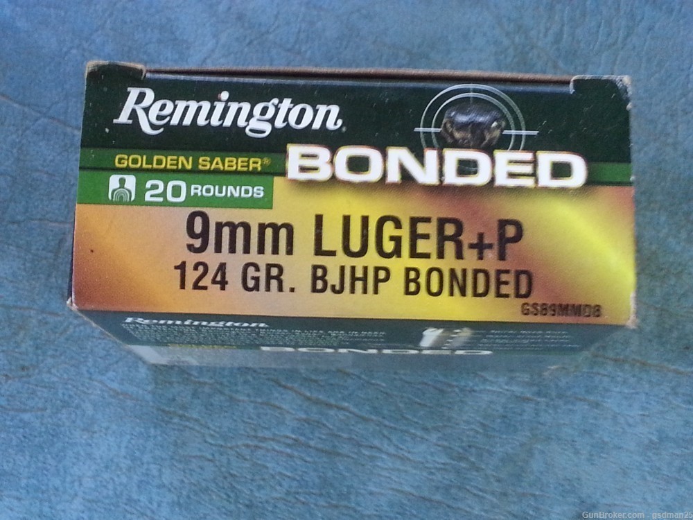 Remington Golden Saber 9mm + P 124 gr BJHP 20 Rd Box-img-0