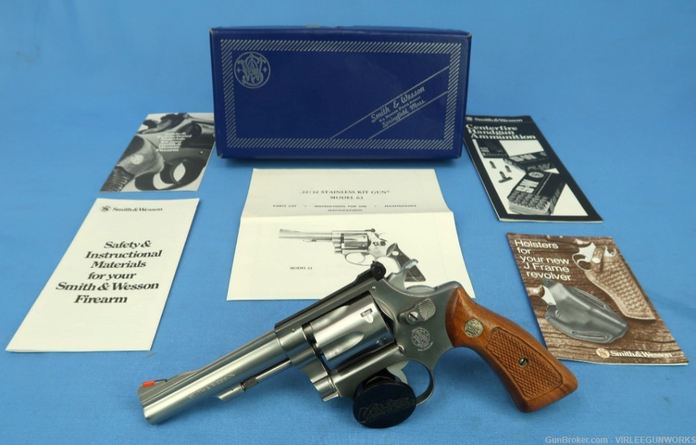 Smith & Wesson Model 63 Stainless 22 Caliber Revolver Boxed Early-img-0