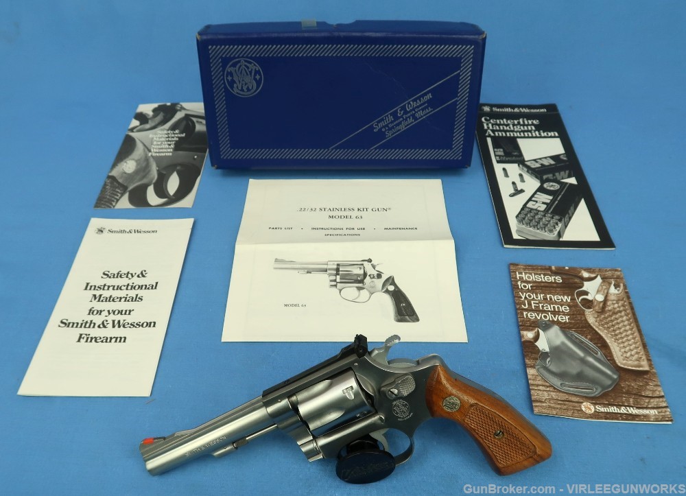 Smith & Wesson Model 63 Stainless 22 Caliber Revolver Boxed Early-img-61