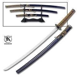 Samurai Sword 3PC. Set With Stand-NIB!-img-3