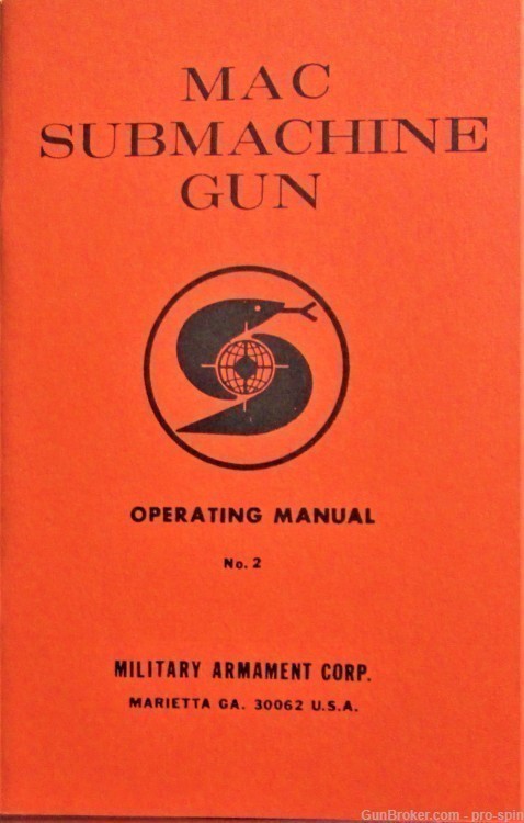 Mac Submachine Gun Operating Manual No. 2 Paperback 1975  Military Armament-img-0