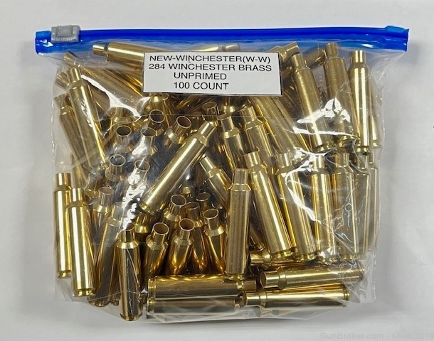 New! Winchester 284 Win. Brass Unprimed 100 Count-img-0