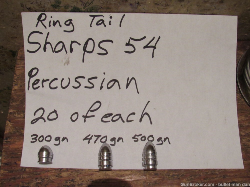 54 Sharps percussion ring tail bullets assortment 300, 470, 500gn 20 ea-img-0