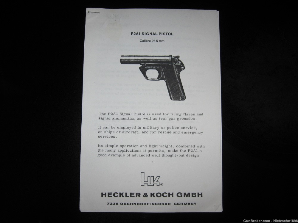HK P2A1 Signal Pistol flare Heckler Koch Manual-img-0