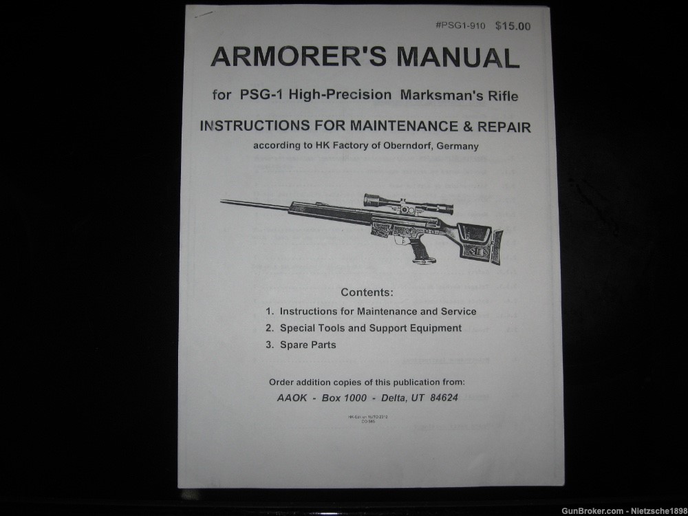 PSG1 Armorer's Manual RARE copy Heckler Koch PSG-1-img-0