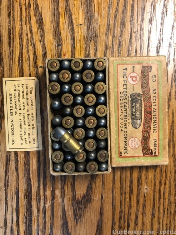 Vintage Beautiful Peters 32 ACP Ammo & Box-img-6