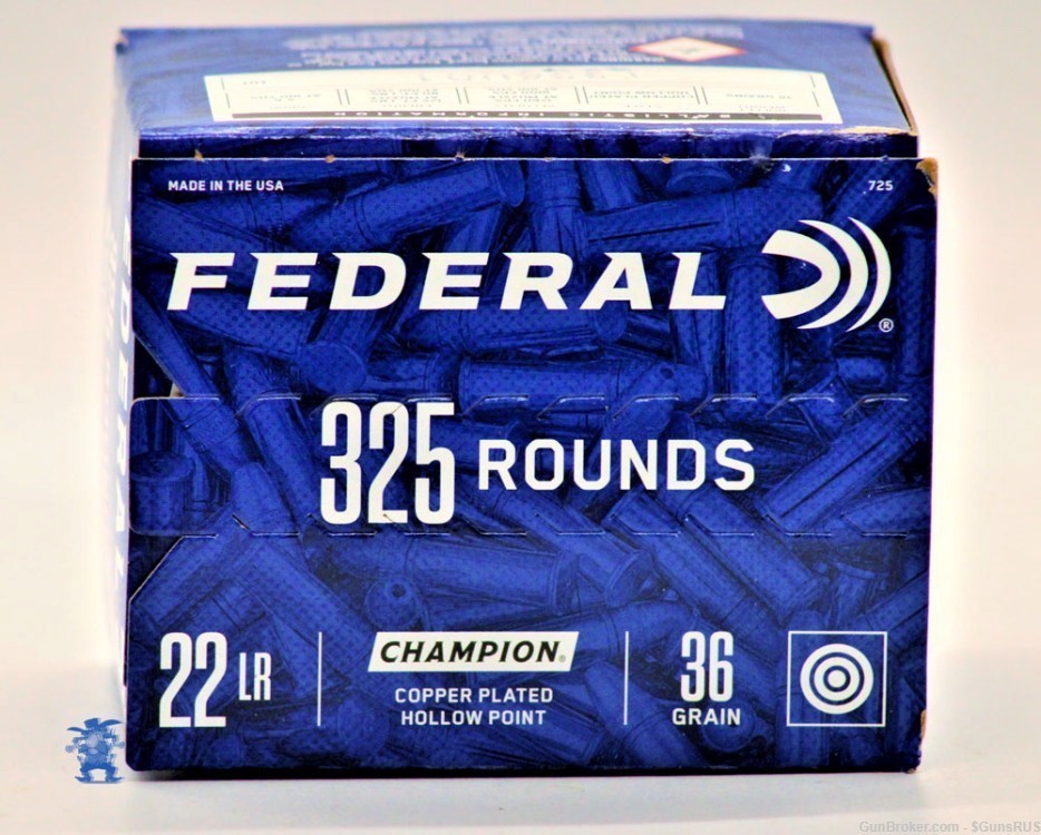 Federal 22 Champion 22 Long Rifle 36gr CPHP Rimfire Ammo - 325 Rounds-img-0