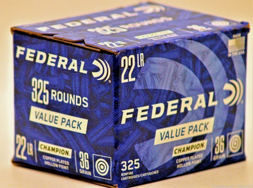Federal 22 Champion 22 Long Rifle 36gr CPHP Rimfire Ammo - 325 Rounds-img-1