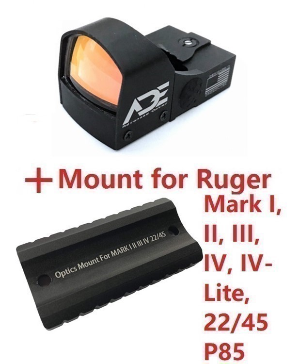 ADE RD3-009 RED Dot Sight + Plate for Ruger Mark I,II,III,IV,1,2,3,4 Pistol-img-0