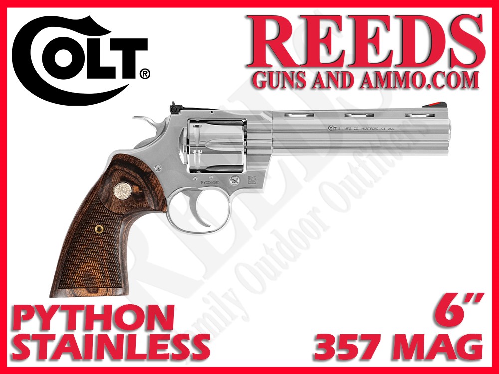 Colt Python Stainless Walnut 357 Mag 6in 6 Shot PYTHON-SP6WTS-img-0
