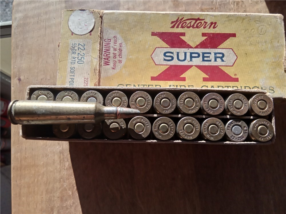 Vintage Western Super X 22-250 55 gr. ptd.sp ammo-full box-img-4