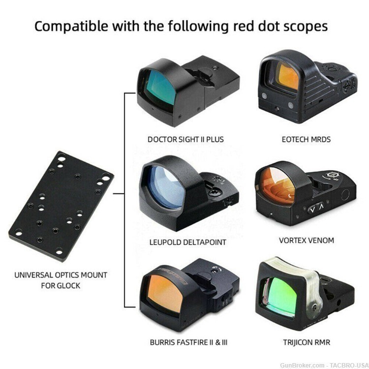 TACBRO Red Dot Sight Universal Mount Plate For Glock -RMR Vortex Burris etc-img-3
