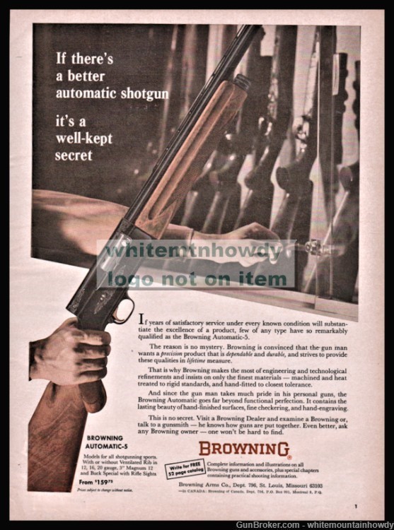  1965 BROWNING Automatic-5 Shotgun PRINT AD-img-0
