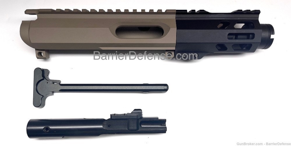 2-Tone AR15 GLOCK COLT 9mm 4.5" Pistol FDE Upper w/ 1"Can, Black M-Lok-img-0
