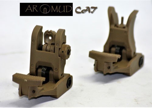 MudCat Flip-Up Front and Rear Sights Set/Full Adjustable / Low Profile/ FDE-img-0