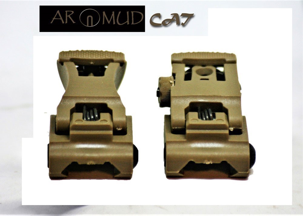 MudCat Flip-Up Front and Rear Sights Set/Full Adjustable / Low Profile/ FDE-img-2