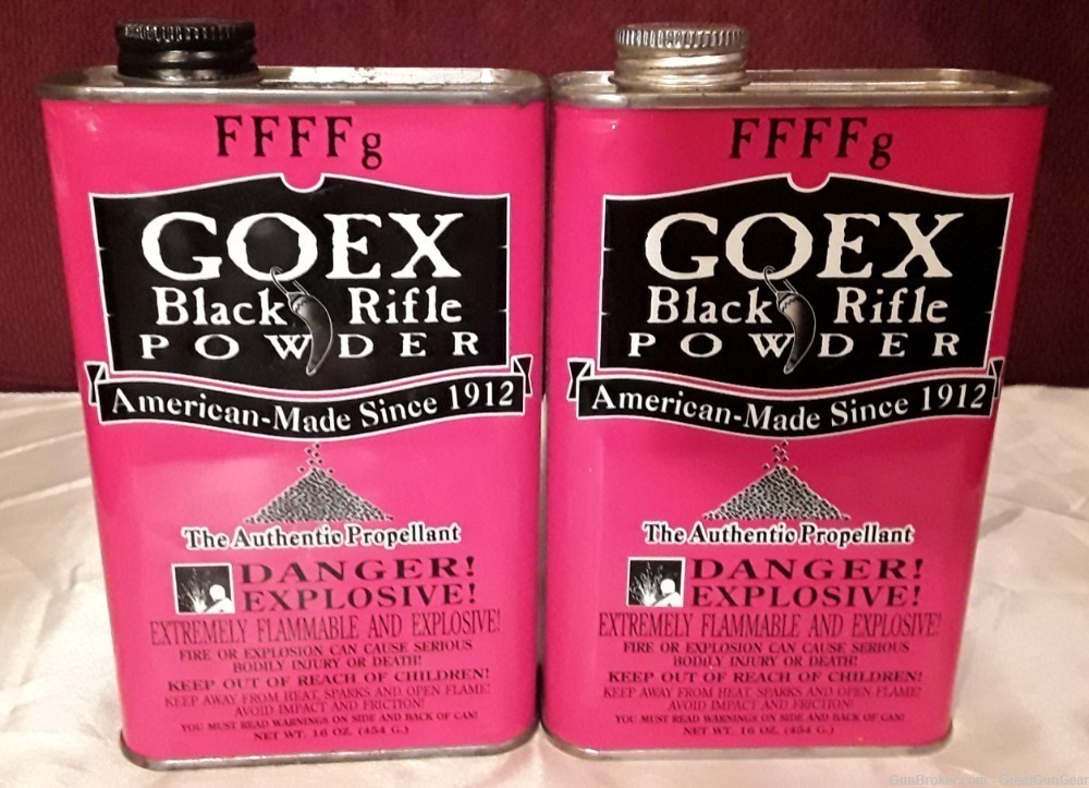 GOEX Black Rifle Powder FFFFg (2 x Vintage Cans Total 2 lb 6 oz Gross Wt)-img-0