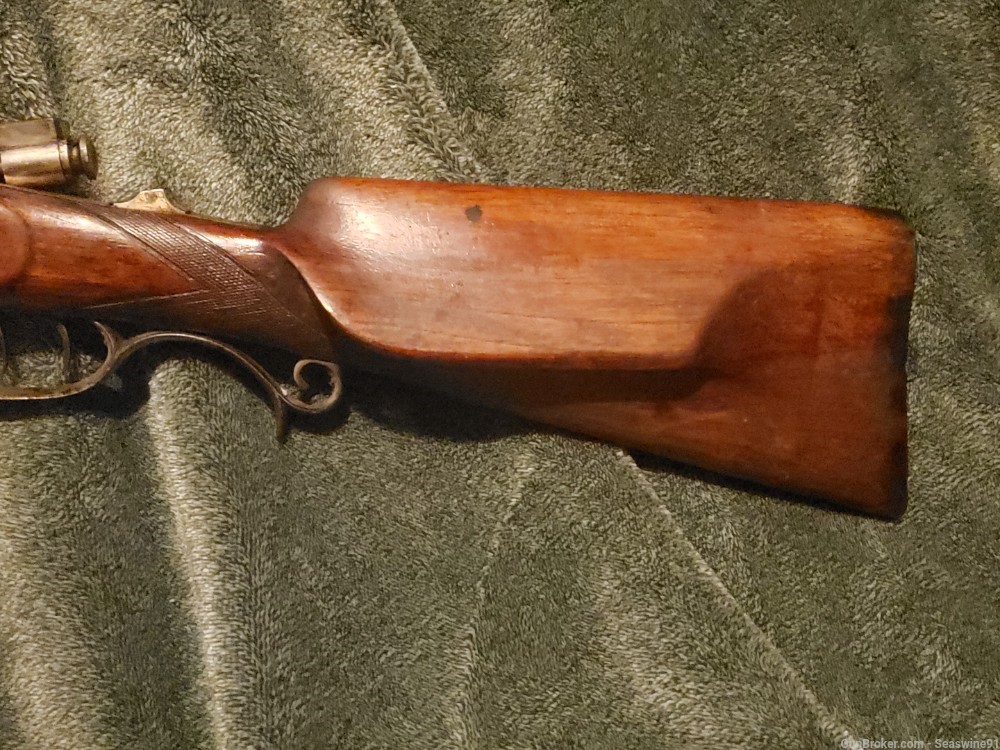 Antique schuetzen style rifle fancy engraved 71 Mauser action set trigger-img-9