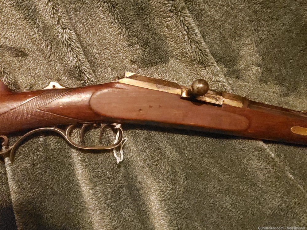 Antique schuetzen style rifle fancy engraved 71 Mauser action set trigger-img-5